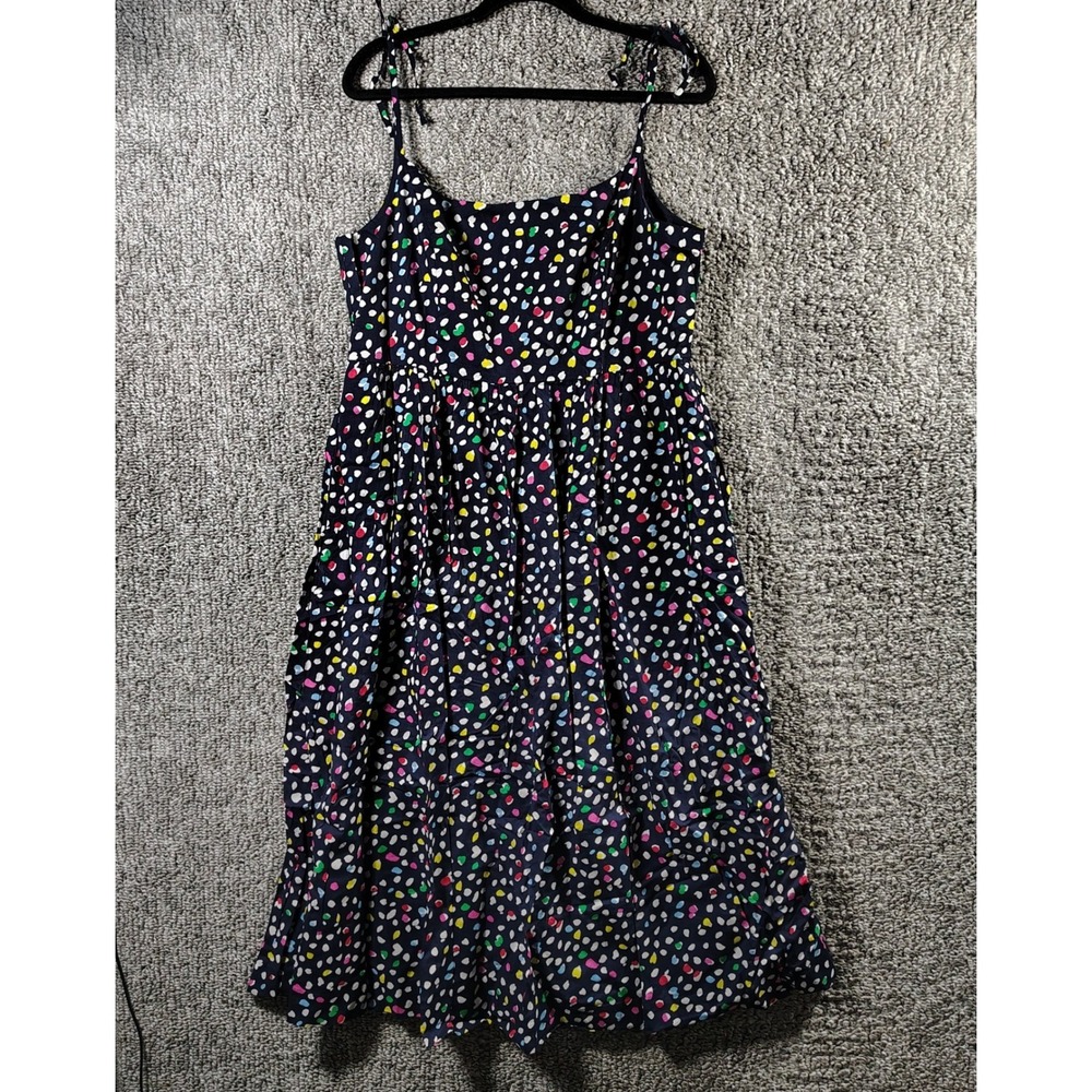 J. Crew Abstract Polka Dot Print Tie Sleeve Midi Sundress Women Size 16